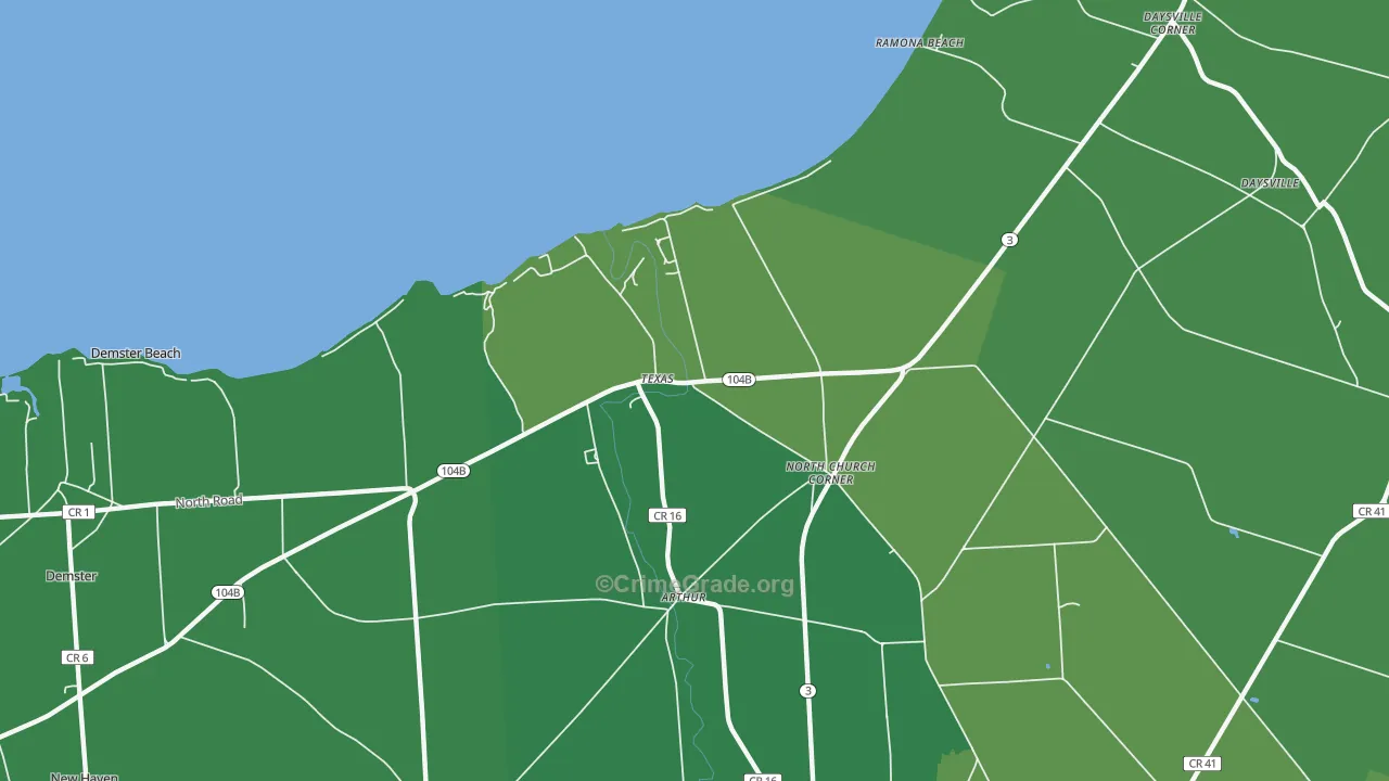 Texas, NY Map of Vandalism Rates