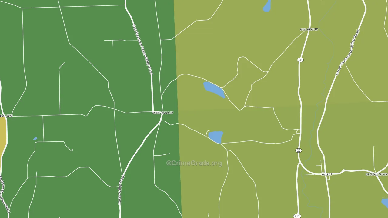 Texas Valley, NY Map of Vandalism Rates