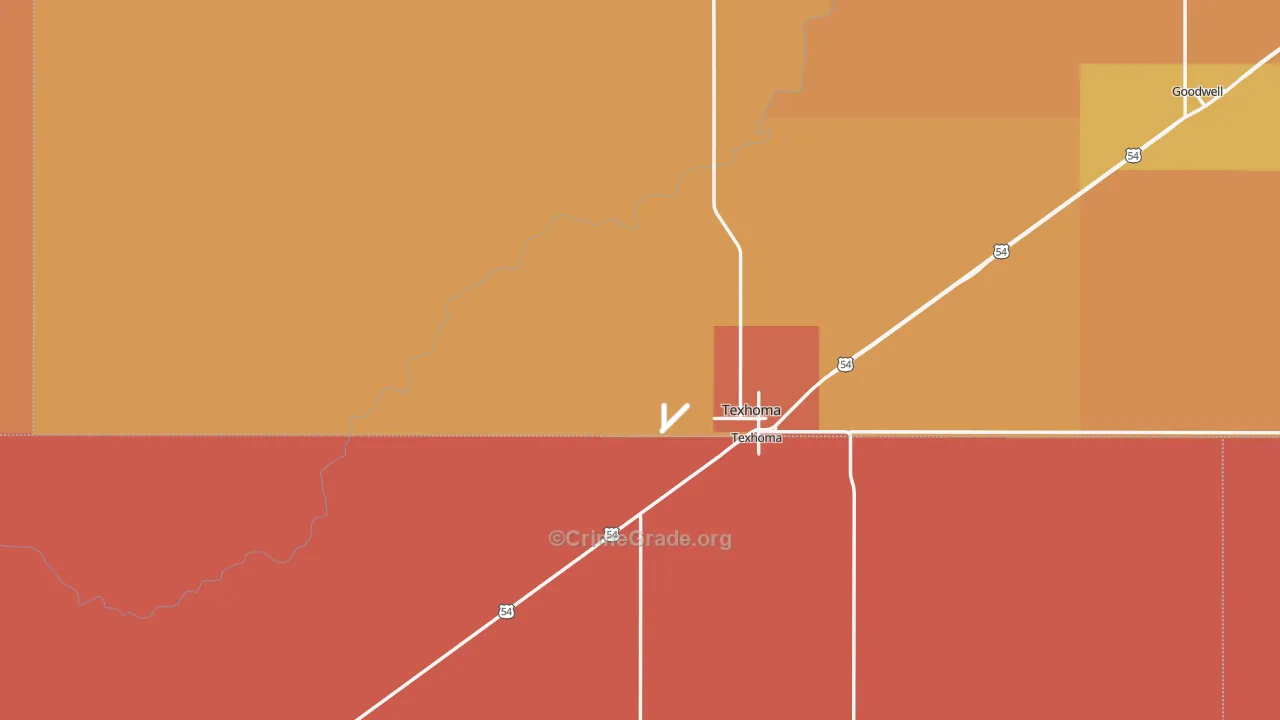 Texhoma, OK Map of Vandalism Rates