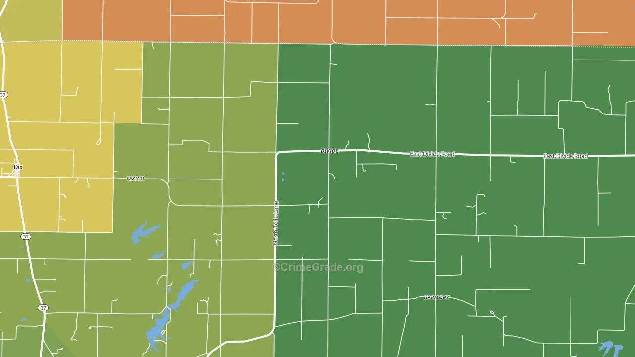 Texico, IL Map of Vandalism Rates