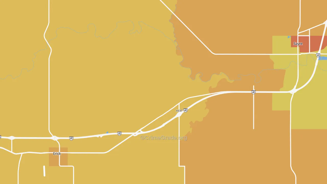 Texola, OK Map of Vandalism Rates
