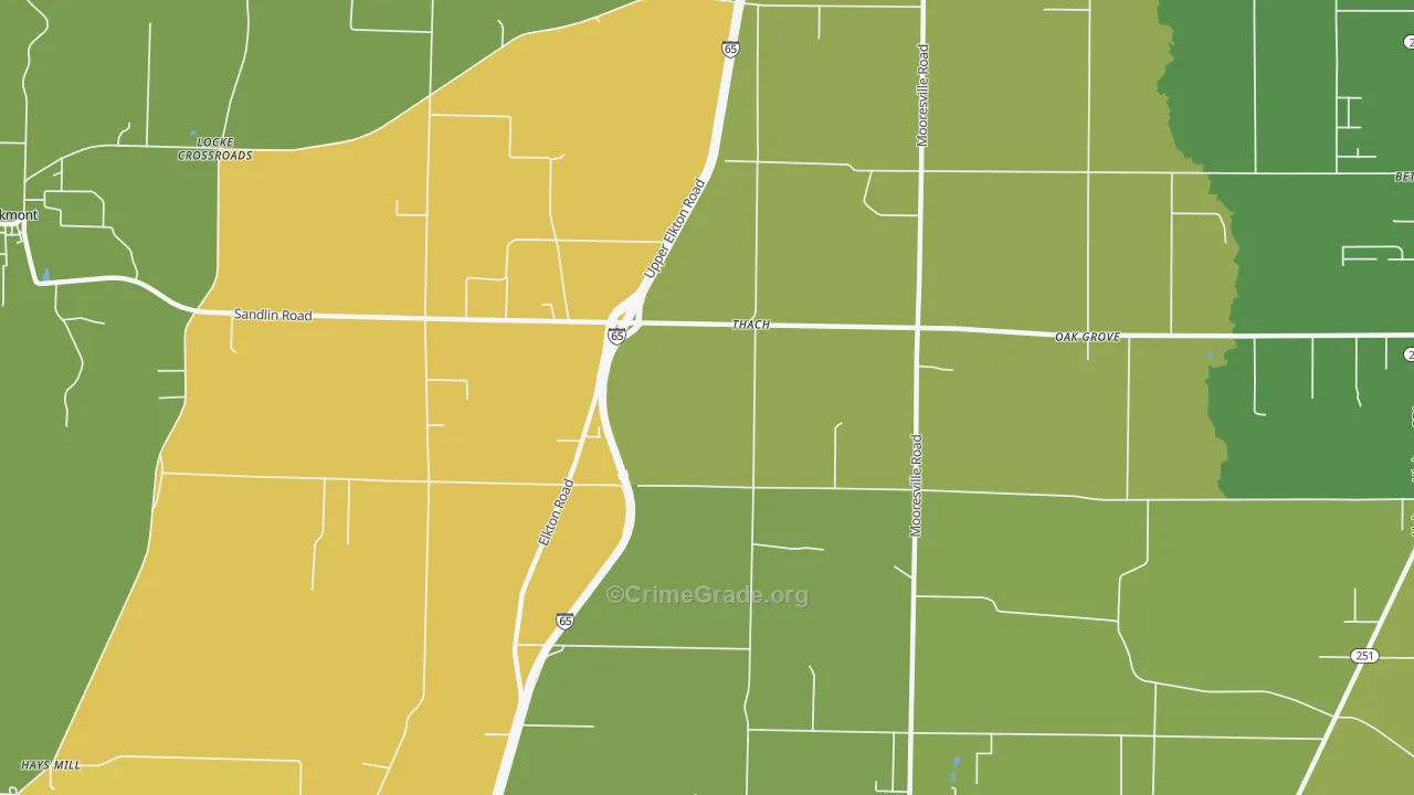Thach, AL Map of Vandalism Rates
