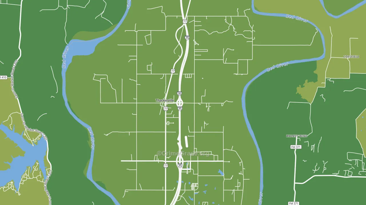 Thackerville, OK Map of Vandalism Rates