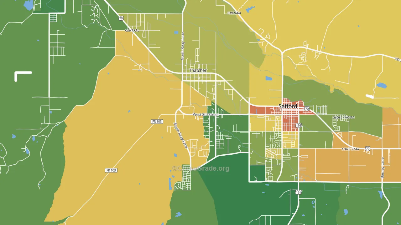 Thatcher, AZ Map of Vandalism Rates