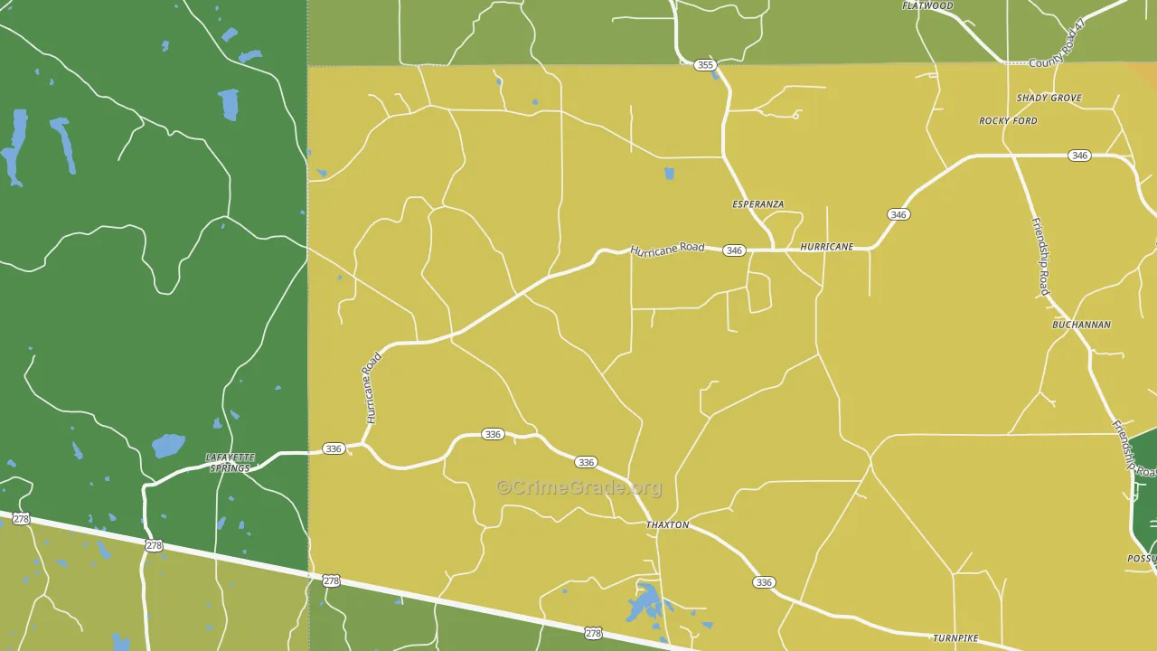 Thaxton, MS Map of Vandalism Rates