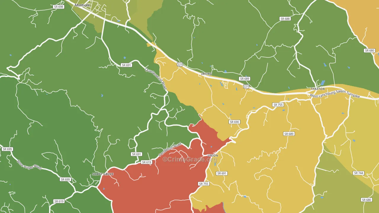 Thaxton, VA Map of Vandalism Rates