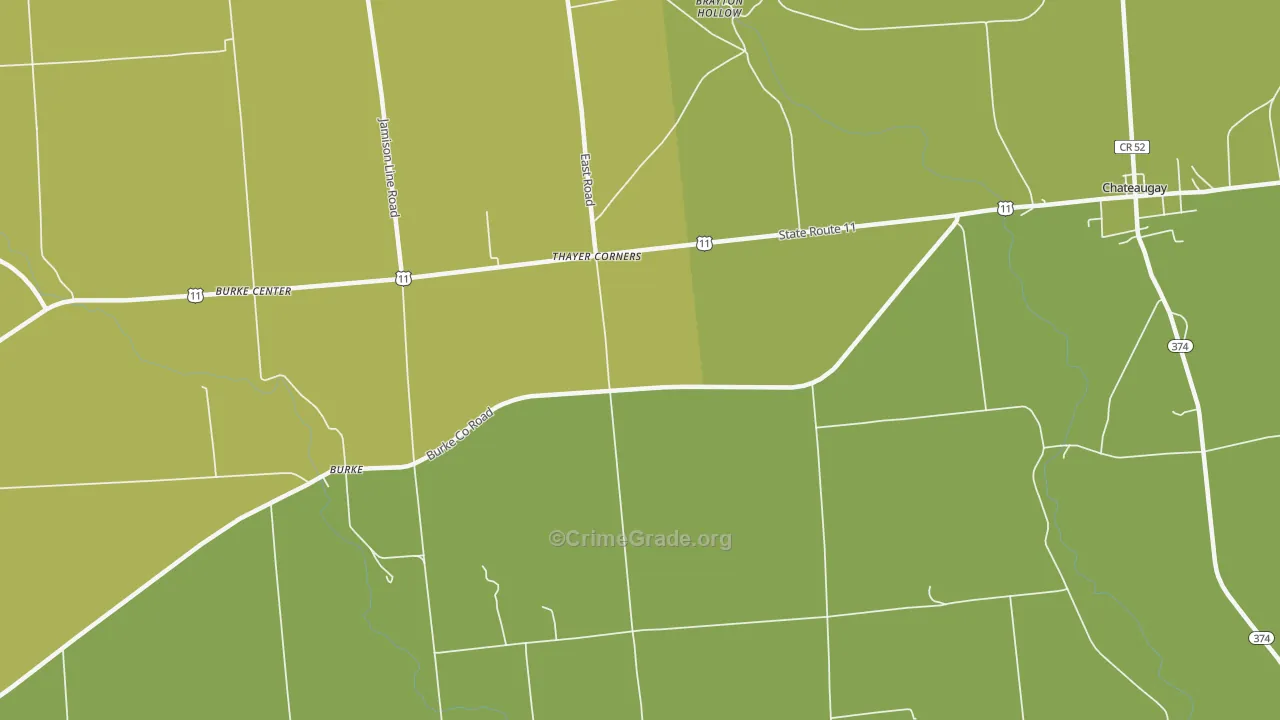 Thayer Corners, NY Map of Vandalism Rates