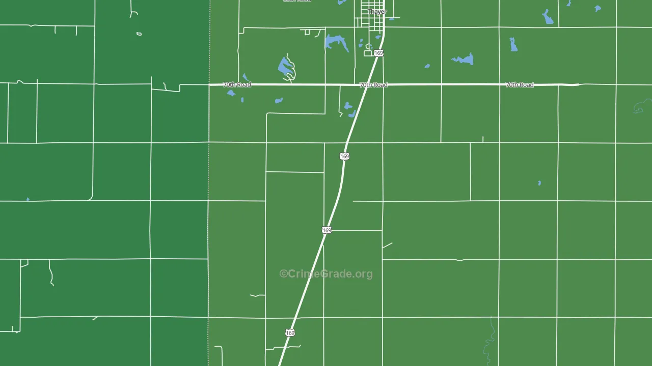 Thayer, KS Map of Vandalism Rates