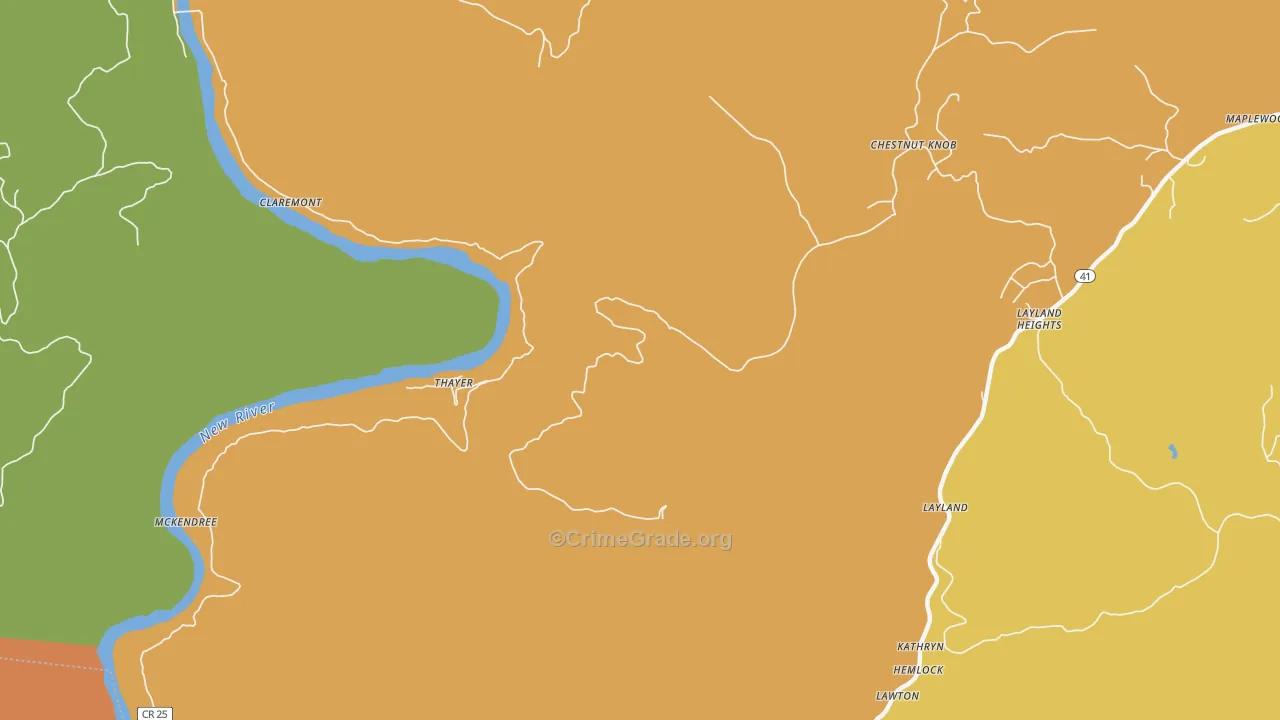 Thayer, WV Map of Vandalism Rates