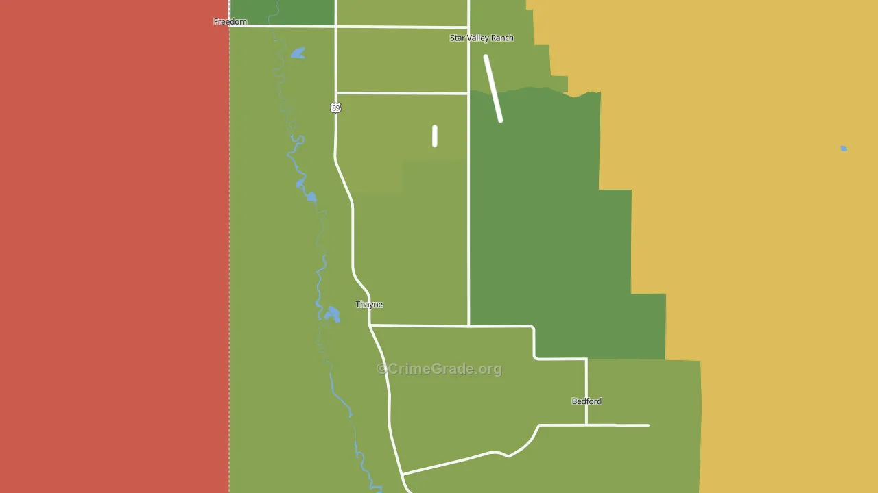 Thayne, WY Map of Vandalism Rates