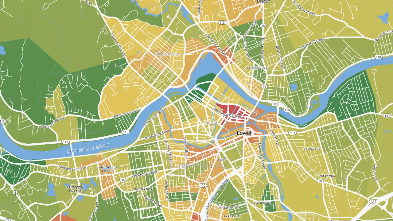 The Acre, Lowell, MA Map of Vandalism Rates