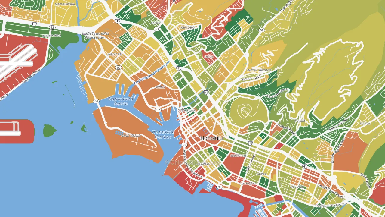 The Arts District, Honolulu, HI Map of Vandalism Rates