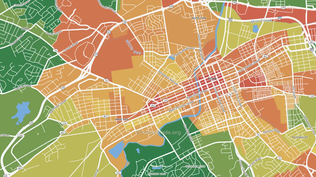 The Avenues, York, PA Map of Vandalism Rates