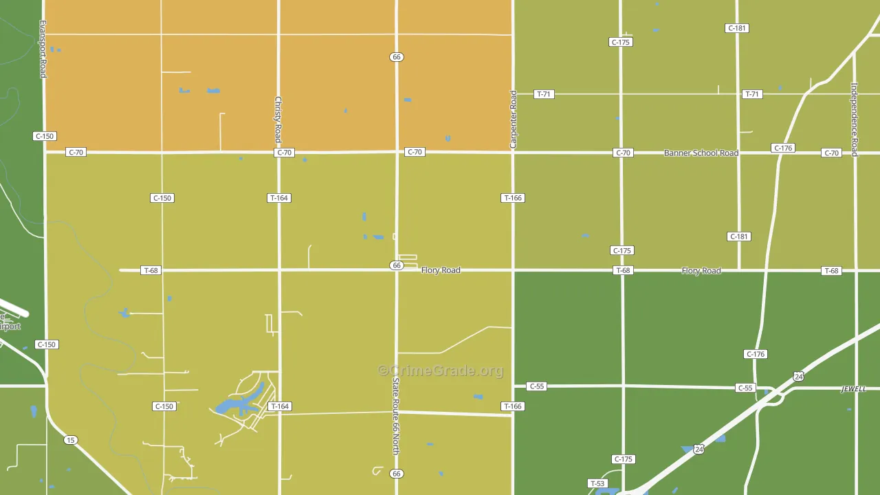 The Bend, OH Map of Vandalism Rates