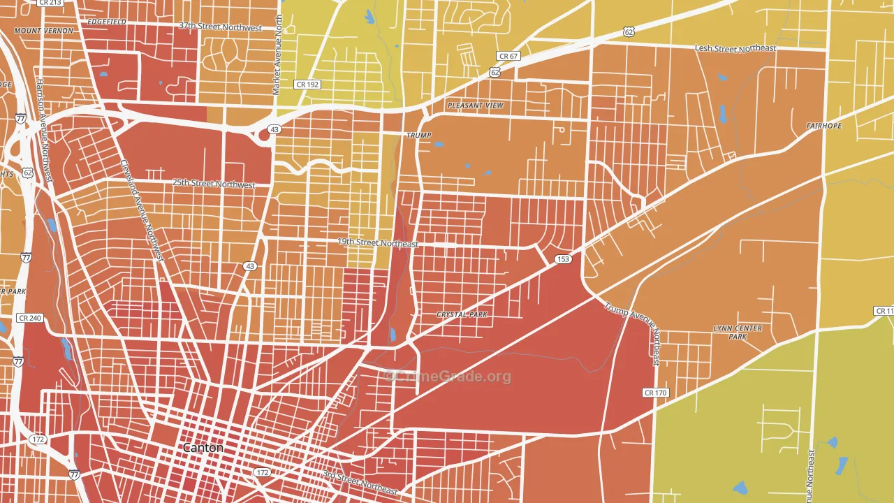 The Boulevards, Canton, OH Map of Vandalism Rates