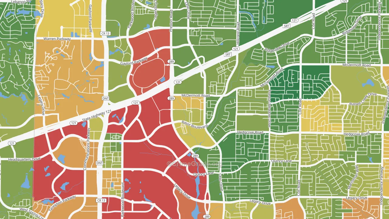 The Canal on Preston, Plano, TX Map of Vandalism Rates