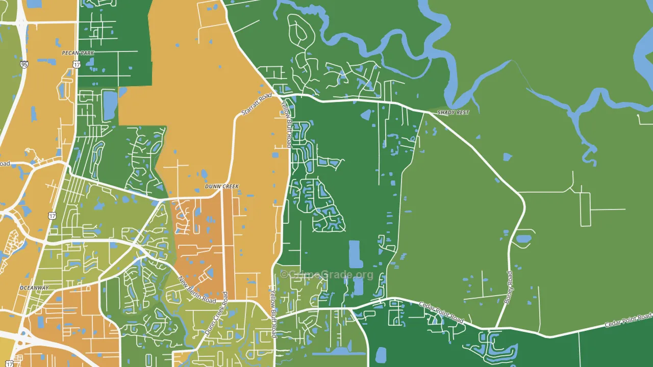 The Cape, Jacksonville, FL Map of Vandalism Rates