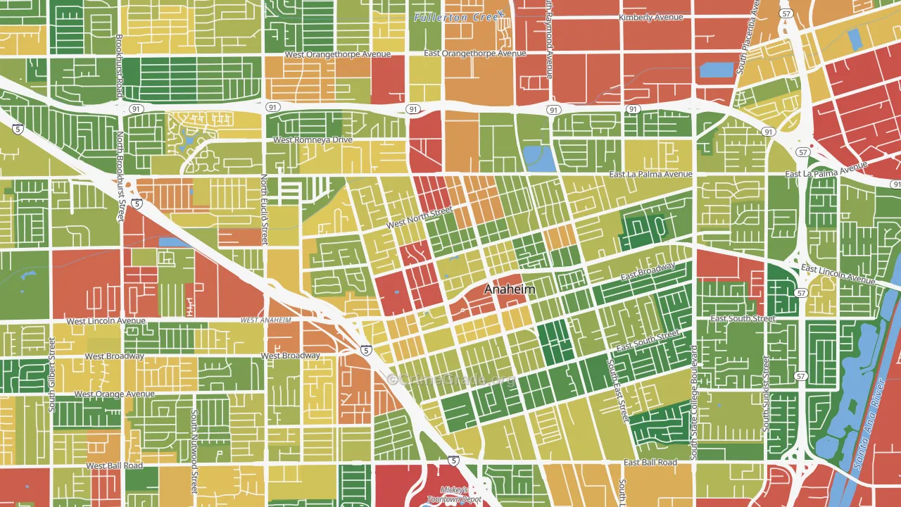 The Colony, Anaheim, CA Map of Vandalism Rates