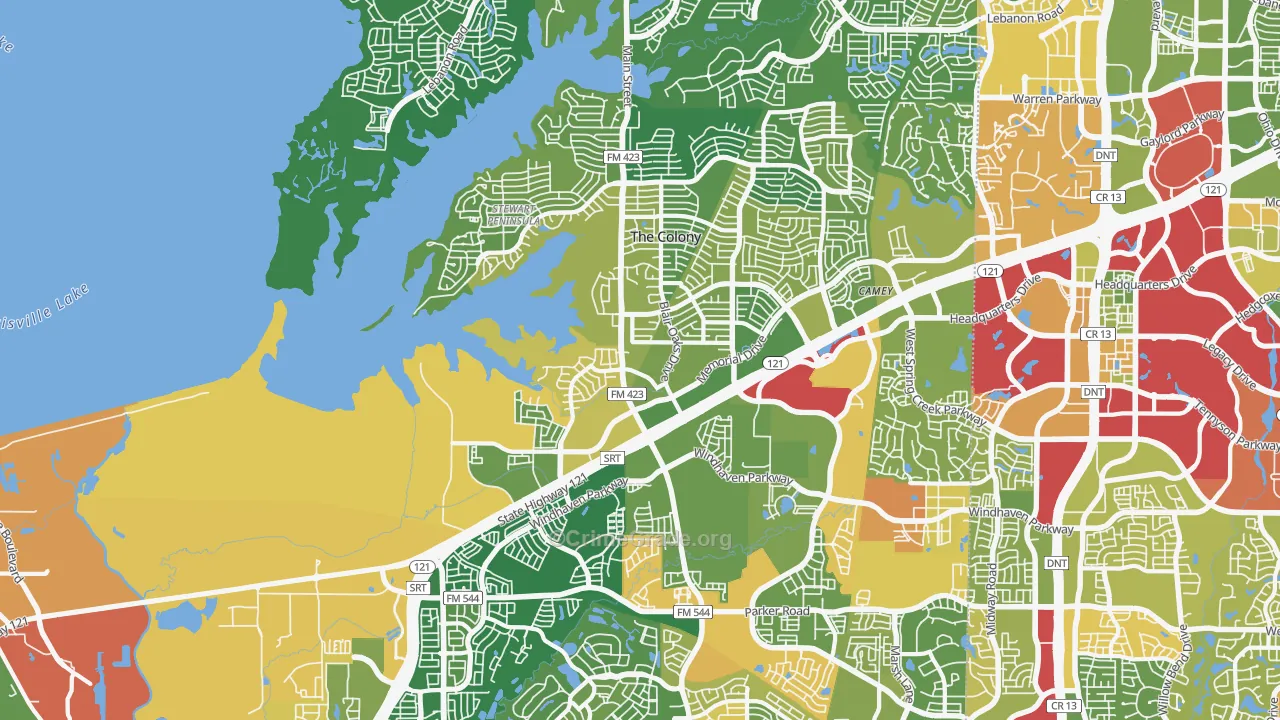 The Colony, TX Map of Vandalism Rates