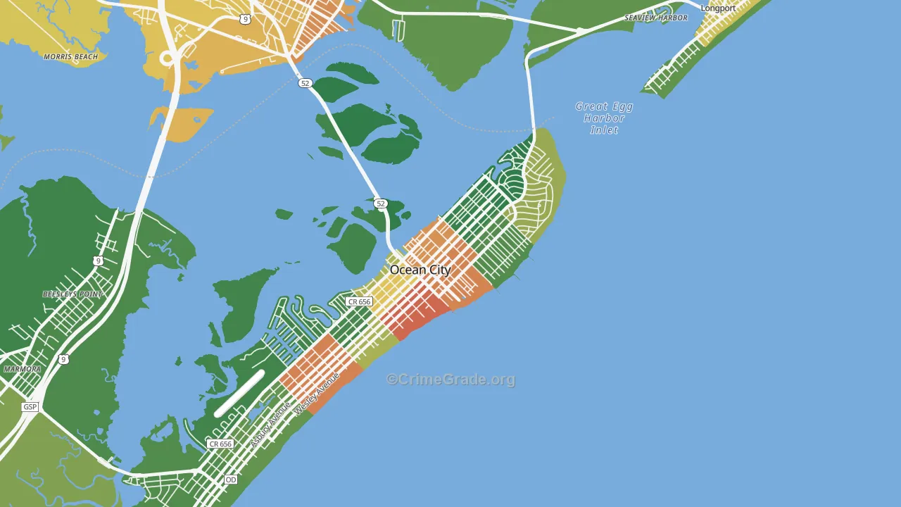 The Gardens, Ocean City, NJ Map of Vandalism Rates