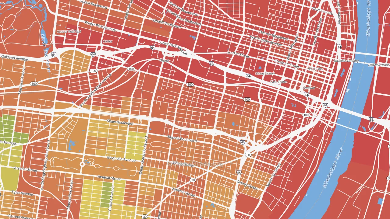 The Gate District, St. Louis, MO Map of Vandalism Rates