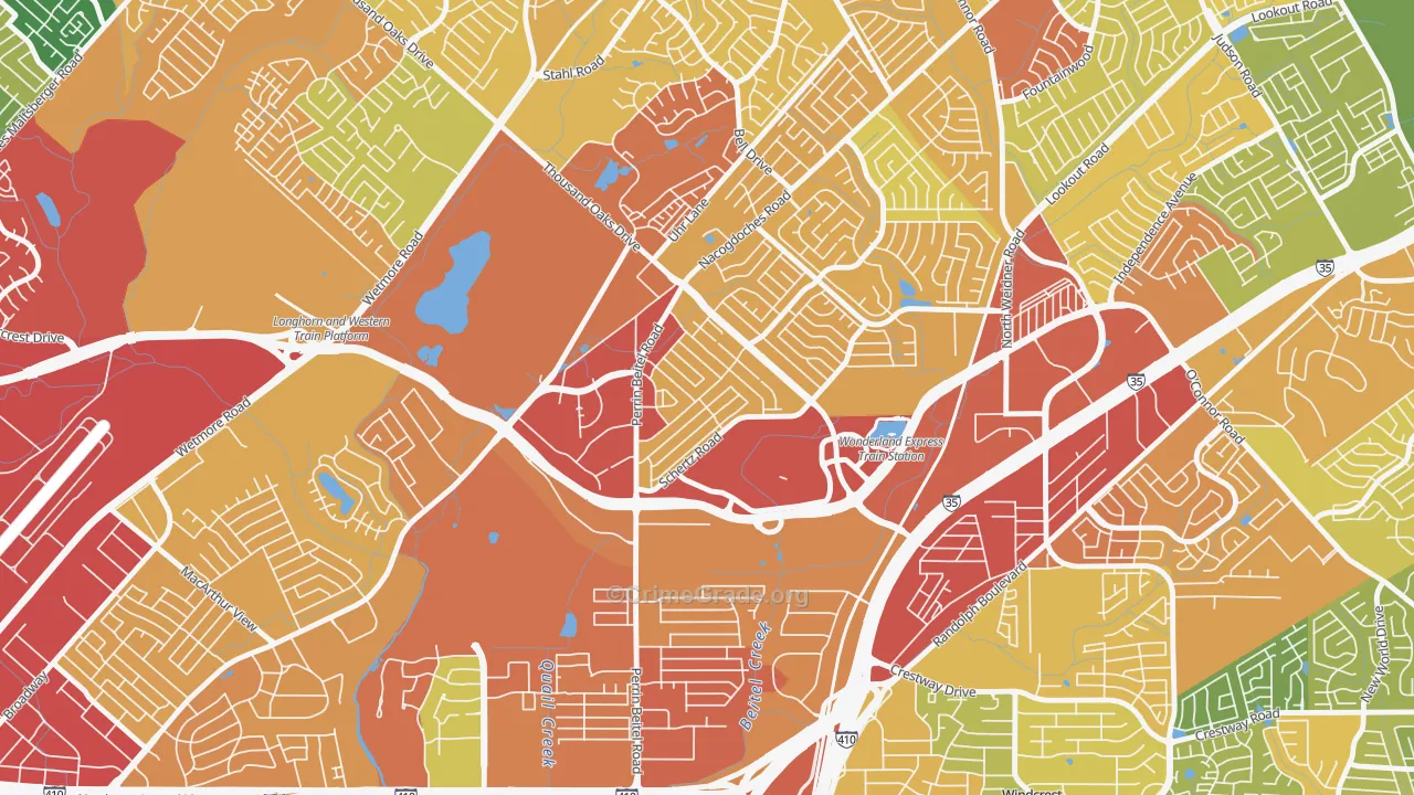 The Hills of Park North, San Antonio, TX Map of Vandalism Rates