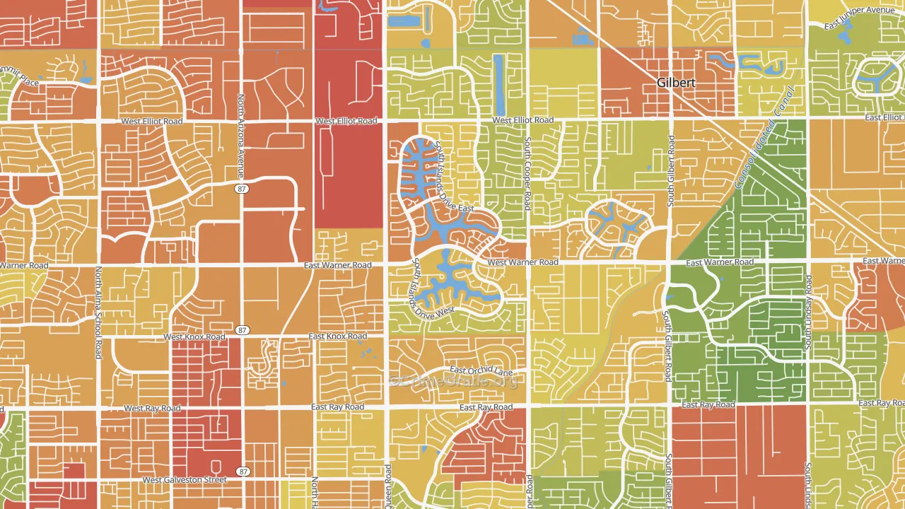 The Islands, Gilbert, AZ Map of Vandalism Rates