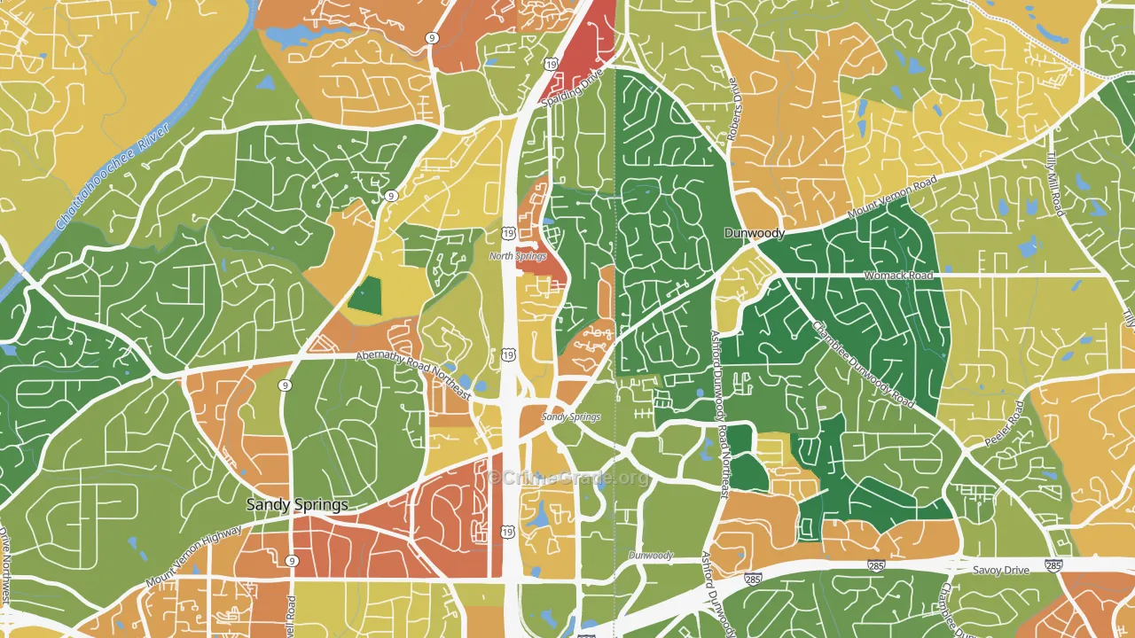The Meadows, Sandy Springs, GA Map of Vandalism Rates