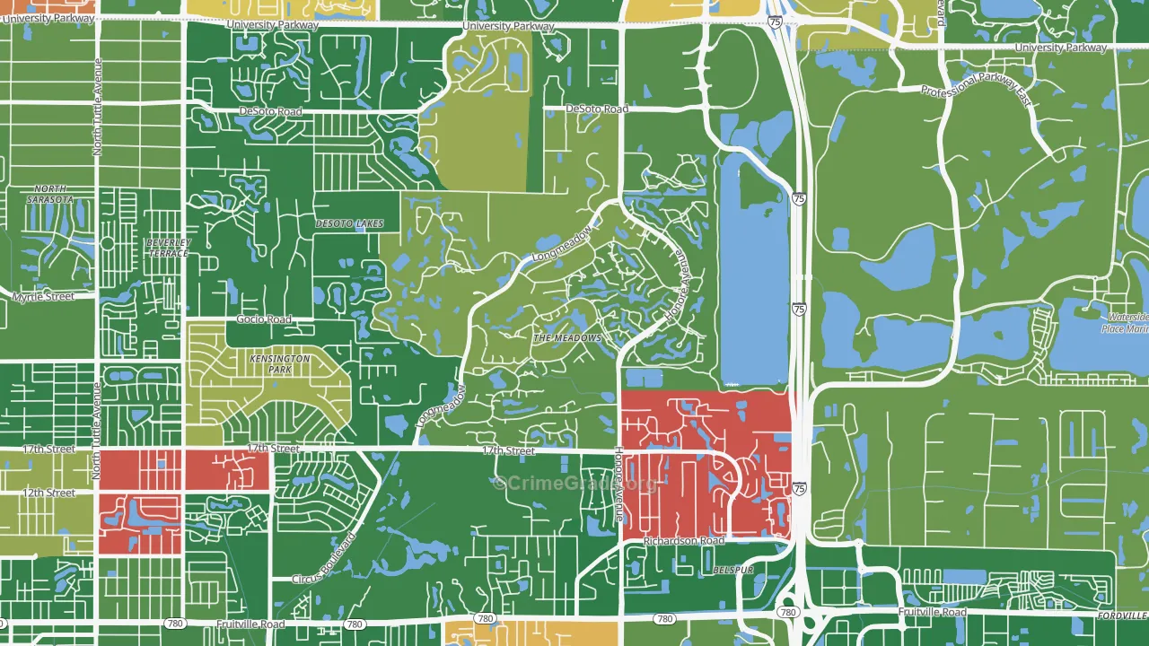 The Meadows, Sarasota, FL Map of Vandalism Rates