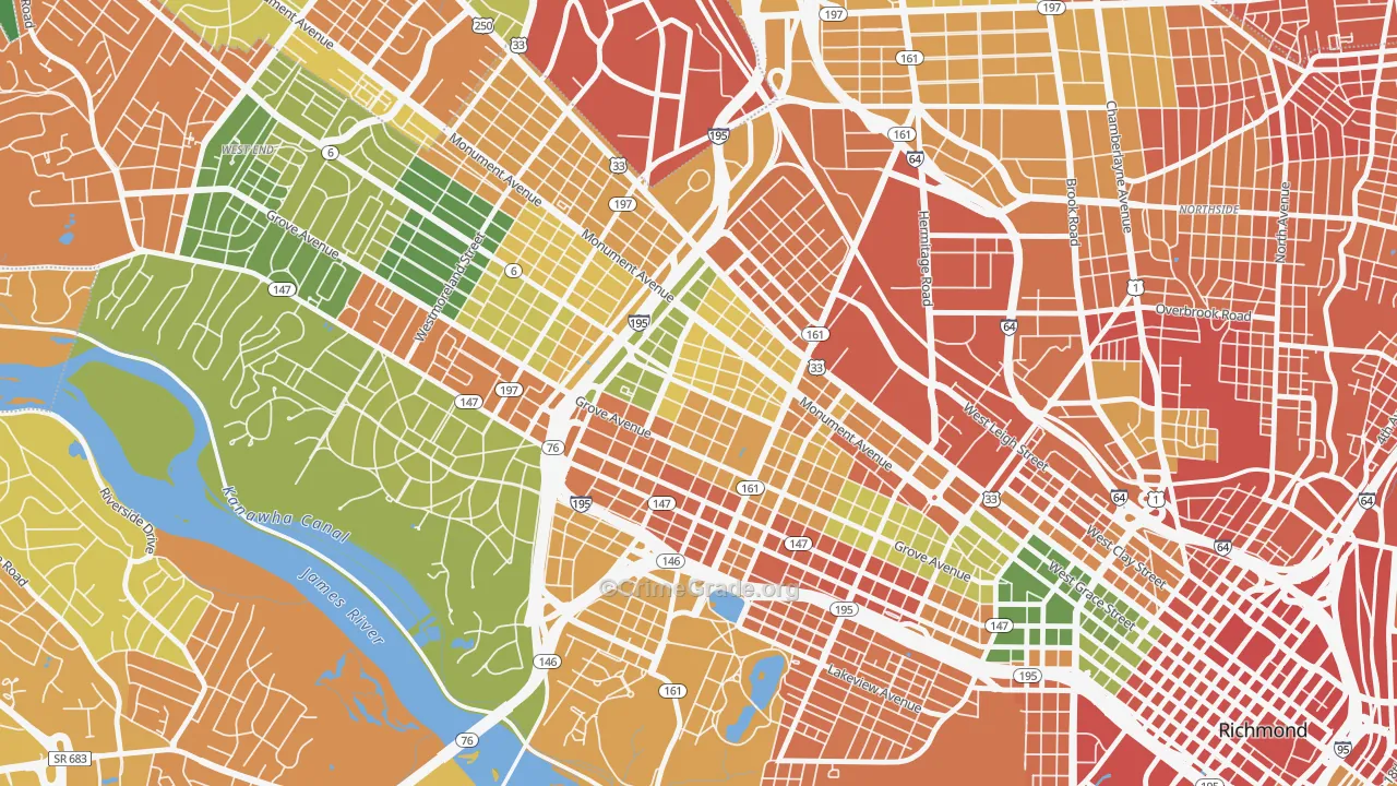The Museum District, Richmond, VA Map of Vandalism Rates