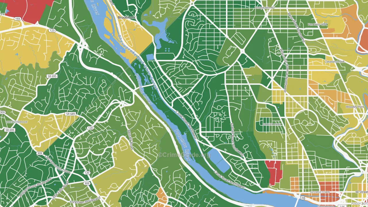 The Palisades, Washington, DC Map of Vandalism Rates