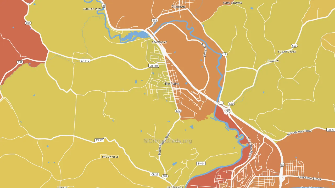 The Plains, OH Map of Vandalism Rates