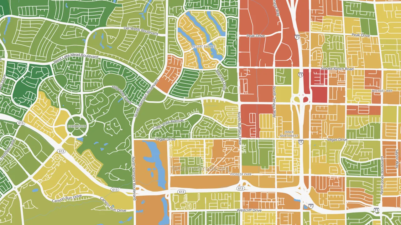The Pueblo, Las Vegas, NV Map of Vandalism Rates