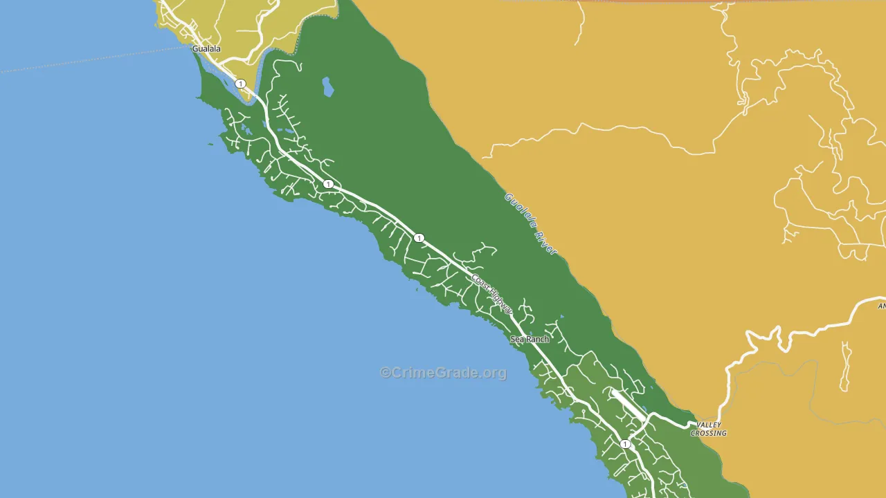 The Sea Ranch, CA Map of Vandalism Rates