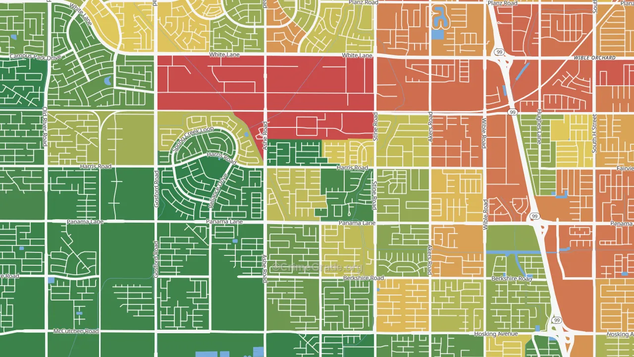 The Seasons, Bakersfield, CA Map of Vandalism Rates