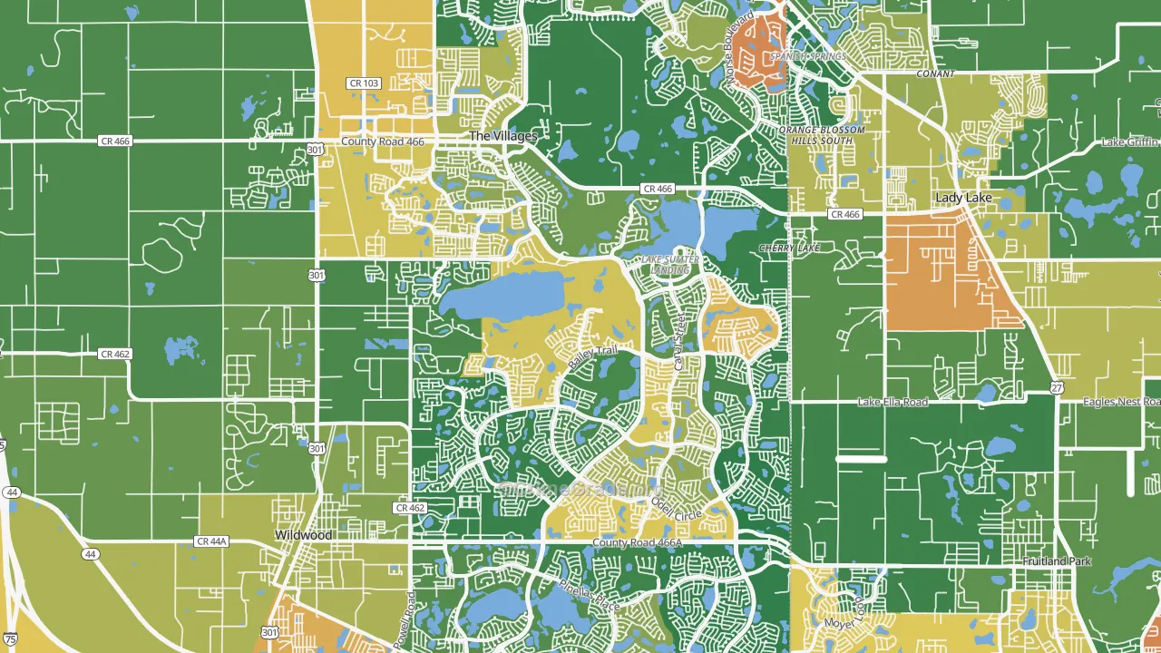 The Villages, FL Map of Vandalism Rates