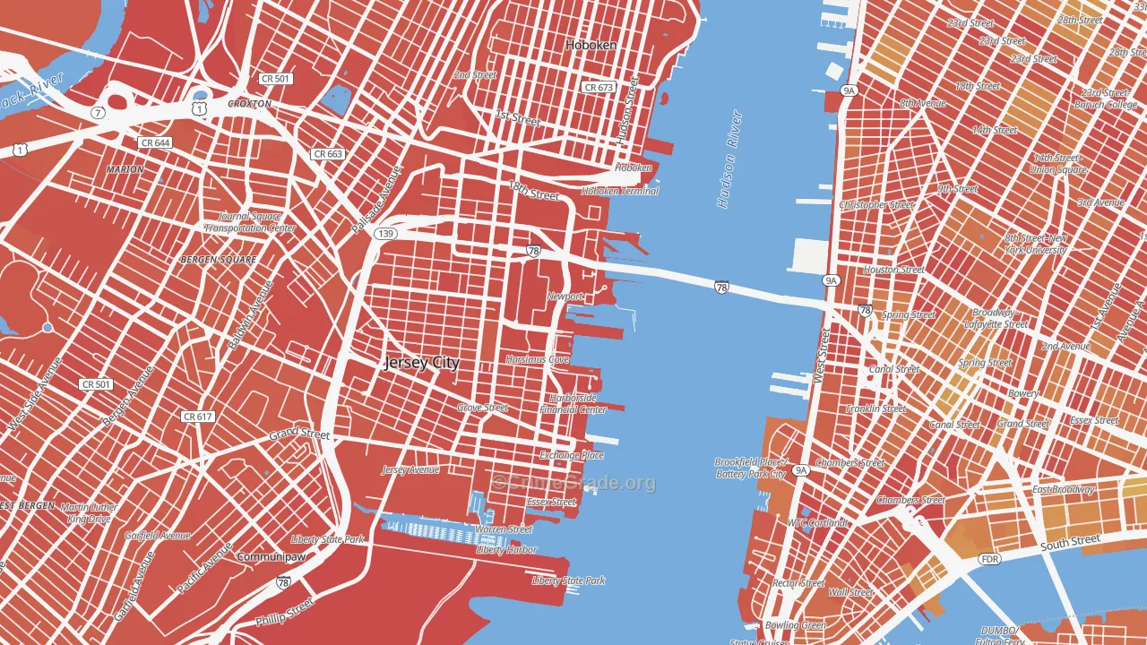 The Waterfront, Jersey City, NJ Map of Vandalism Rates