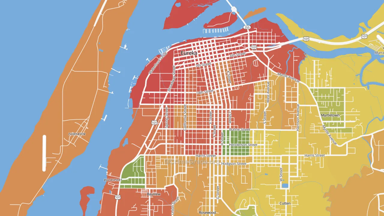 The West Side, Eureka, CA Map of Vandalism Rates