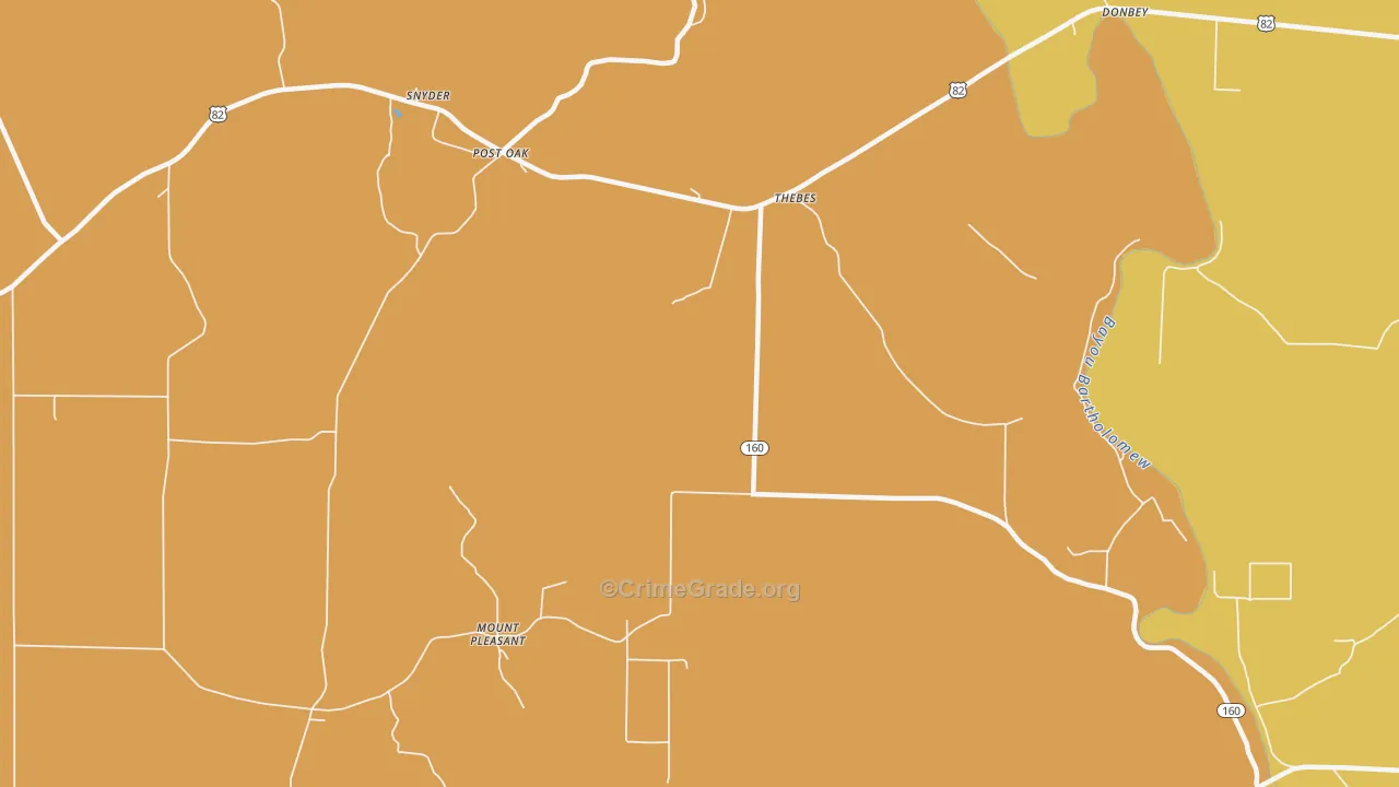 Thebes, AR Map of Vandalism Rates