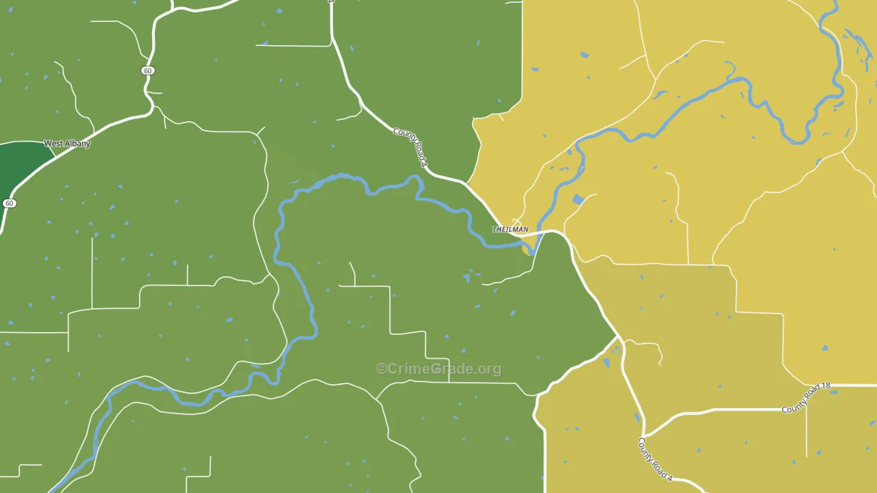 Theilman, MN Map of Vandalism Rates