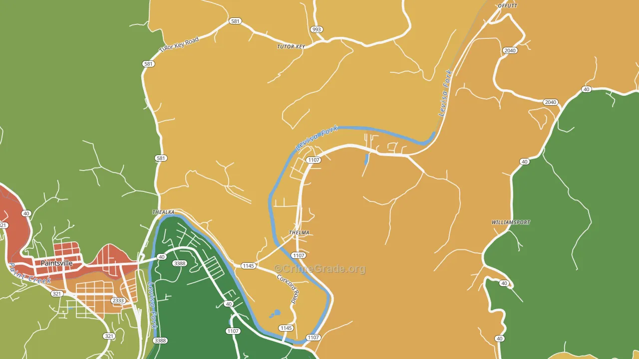 Thelma, KY Map of Vandalism Rates