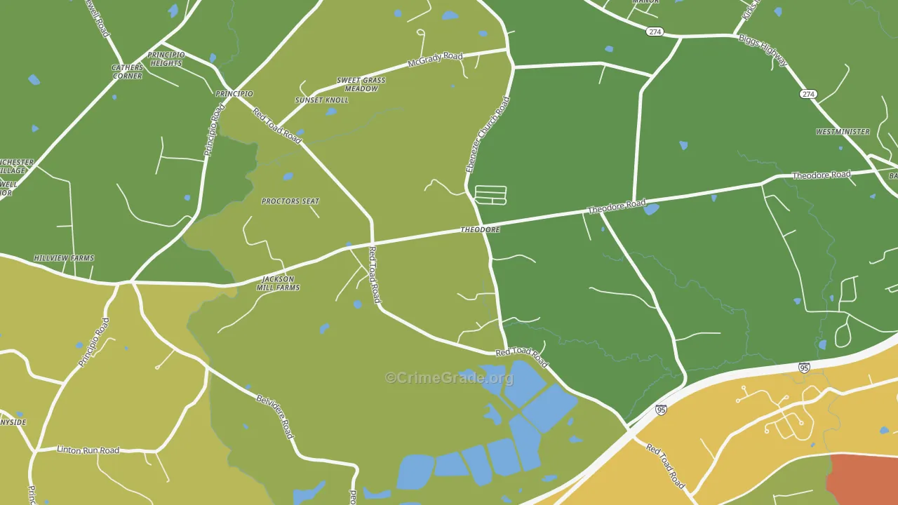 Theodore, MD Map of Vandalism Rates