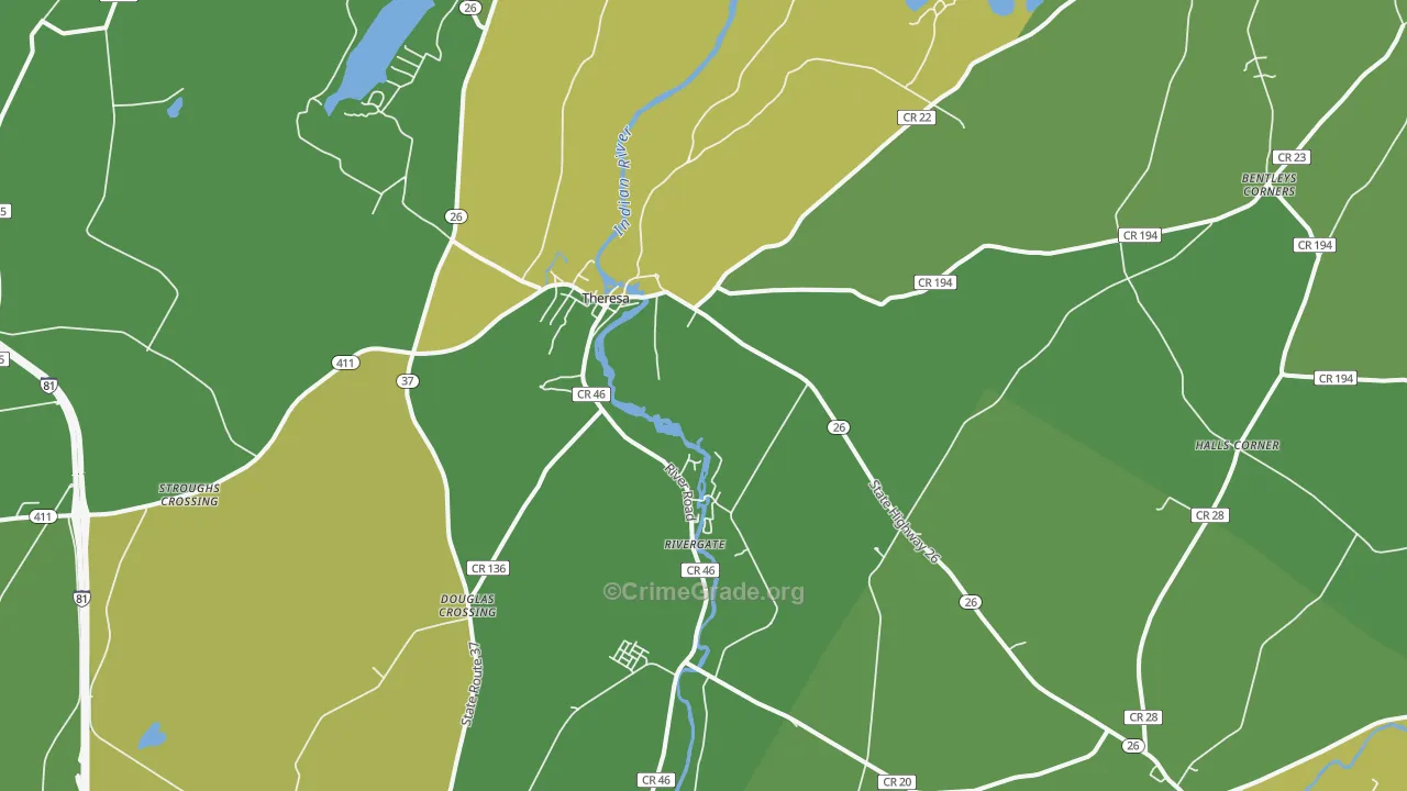 Theresa, NY Map of Vandalism Rates