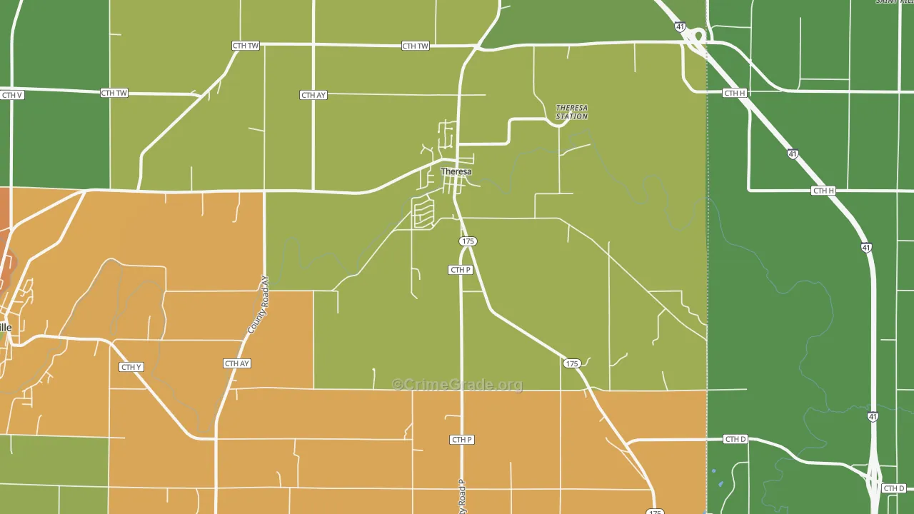 Theresa, WI Map of Vandalism Rates