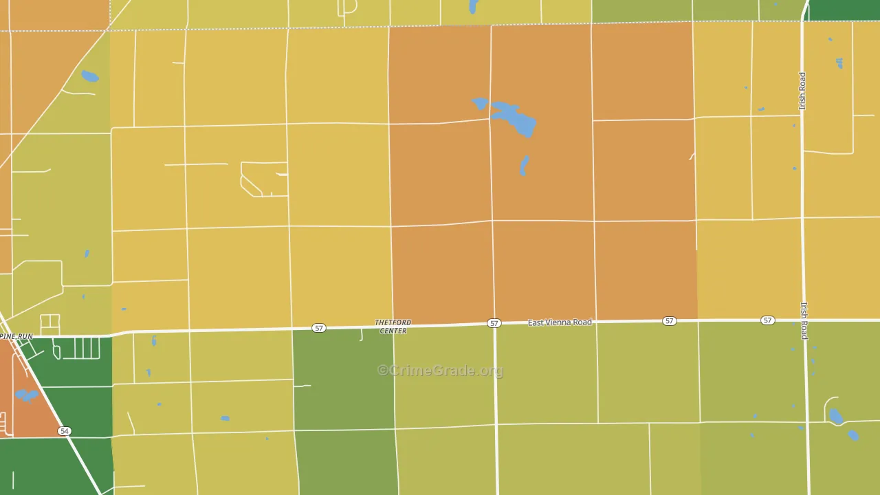 Thetford Center, MI Map of Vandalism Rates