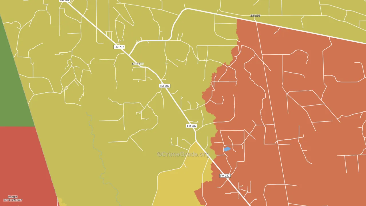 Thicket, TX Map of Vandalism Rates