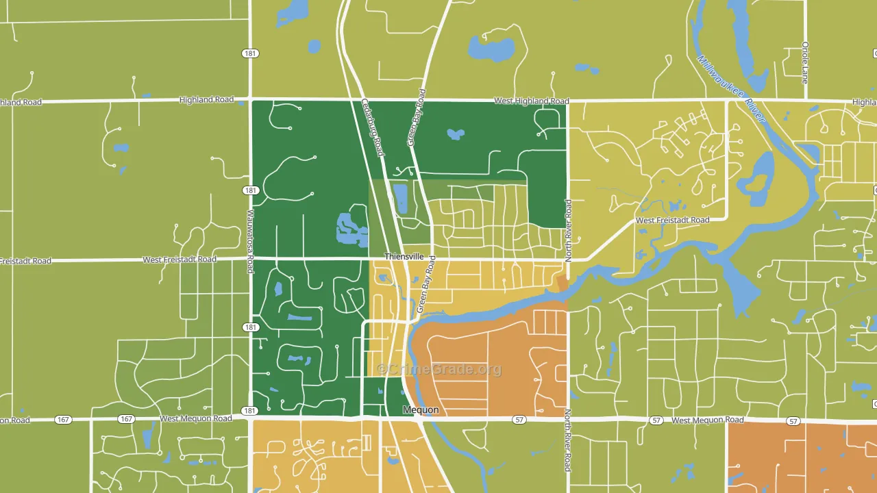 Thiensville, WI Map of Vandalism Rates