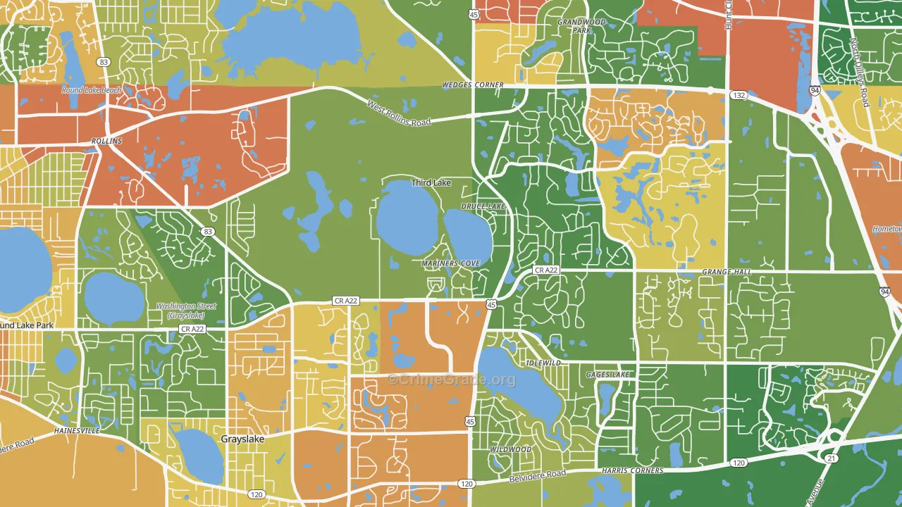 Third Lake, IL Map of Vandalism Rates