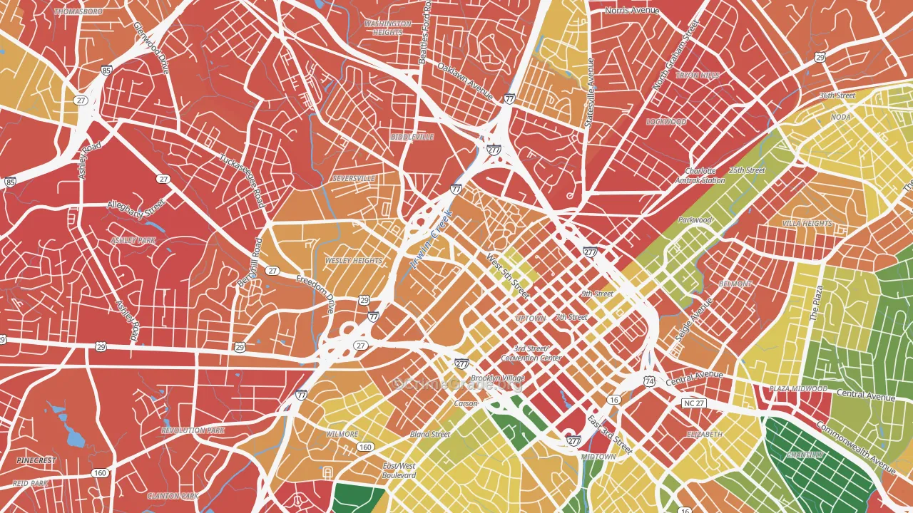 Third Ward, Charlotte, NC Map of Vandalism Rates