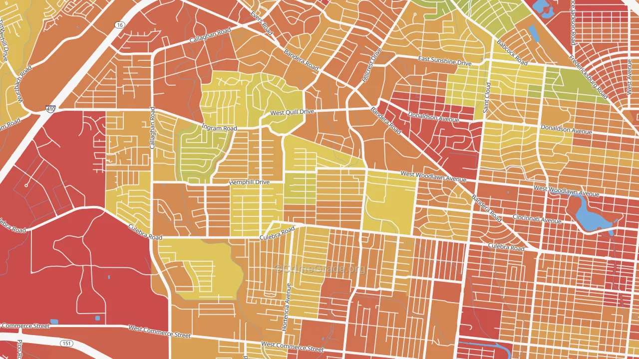 Third World, San Antonio, TX Map of Vandalism Rates